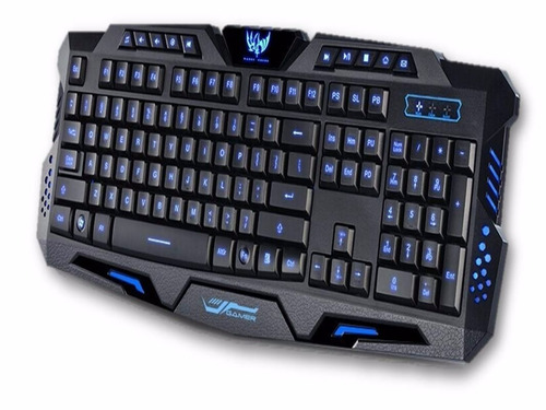 Teclado Gamer Luminoso Usb Para Jogos Com Fio Warrior Black