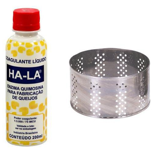 Coalho Líquido Ha-la 200ml + Forma Redonda Inox Vazada 500g