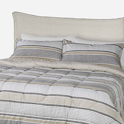 Plumón Algodón Reversible Bali Beige 1,5 Plazas