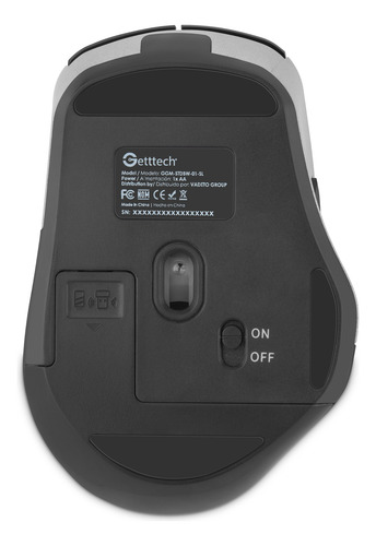 Mouse Ergonómico Getttech 1600dpi Óptico Bluetooth 2.4g Gris