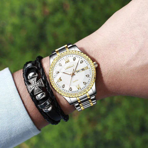 Reloj De Cuarzo Con Banda De Acero De Moda For Hombre