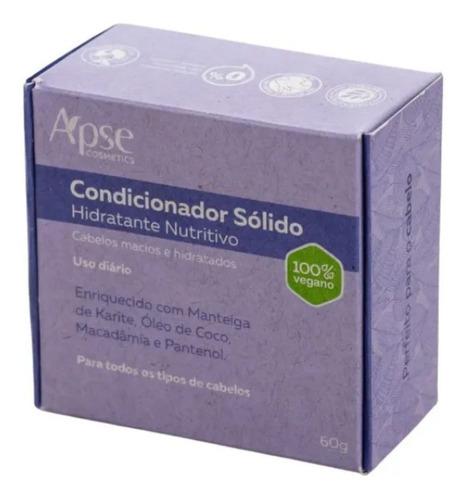  Condicionador Sólido Nutritivo Apse 60g Hidratante Antifrizz