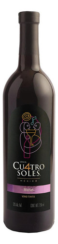 Caja De 12 Vino Tinto Cuatro Soles Merlot 750 Ml