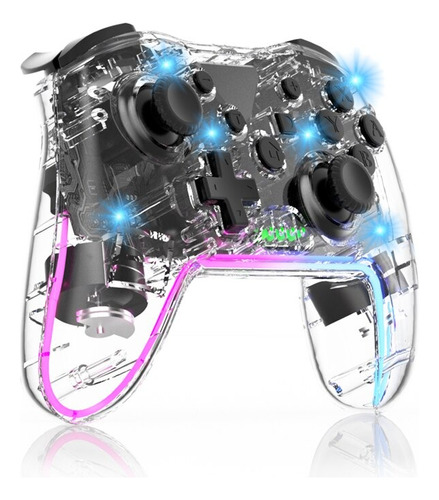 Control Joystick Inalámbrico Bluetooth Pc Transparente Rgb