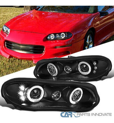 Fits 98-02 Chevy Camaro Led Dual Halo Black Smoke Projec Ttx