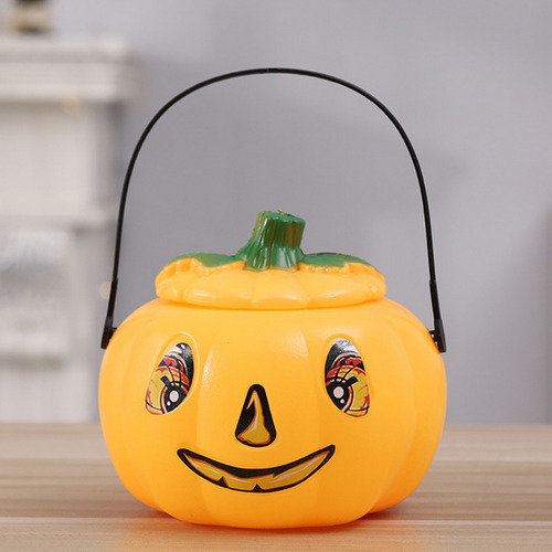Cubo De Calabaza Portátil Led Para Halloween, Cubo De Carame