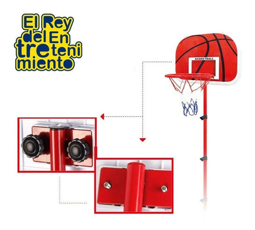 Imagen 7 de 7 de Tablero Aro Basketball + Base + Red+ Pelota +inflador El Rey