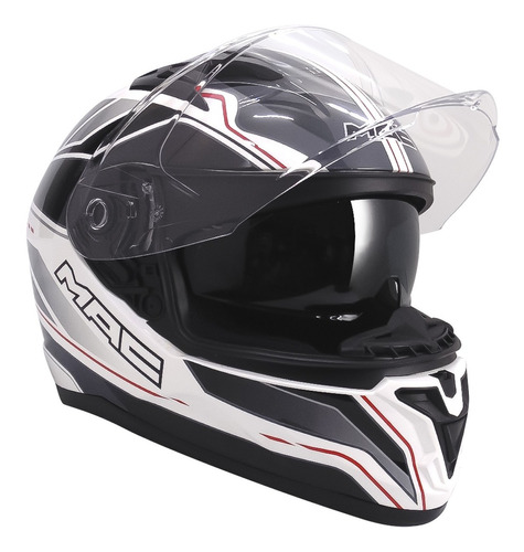 Casco Doble Visor Para Motos Mac Speed 2.0 Galaxy Blanco Neg