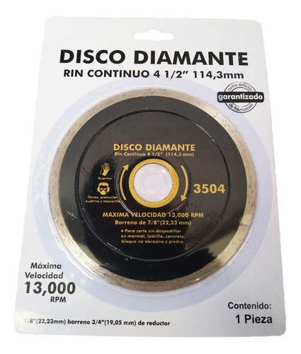 Disco Diamante Para Corte Rin Continuo 4 1/2 3504