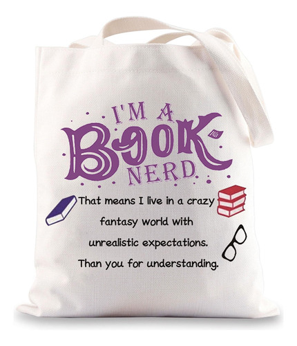 G2tup Im A Book Nerd Tote Bag Bookworm Biblioteca Regalo Lec