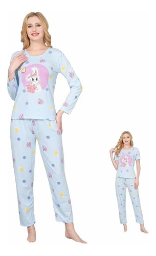 10 Pijama Fresca Dama 3pz Pantalón Blusa Manga Larga Y Corta