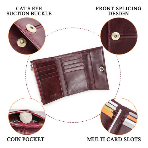 Cartera De Cuero Para Mujer Con Bloqueo Rfid De Navidad