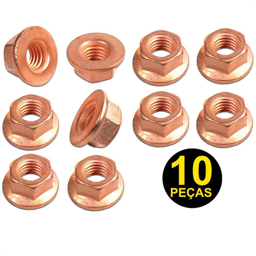 Kit 10 Porca Cobre M8 Coletor Escape Celta Corsa