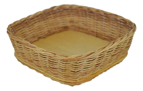 Cesta Quadrada Em Vime P - 15,5cm Cor Palha
