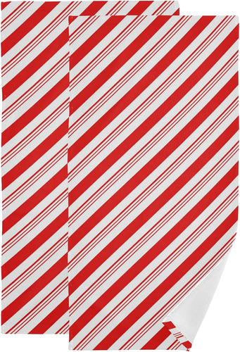 Otvee Navidad Candy Cane Stripes 2 Piezas Toalla Toalla Suav