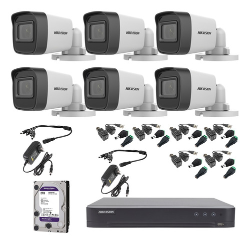 Kit De Video Vigilancia 6 Cámaras 5mp 2 Tb Purple Baluns