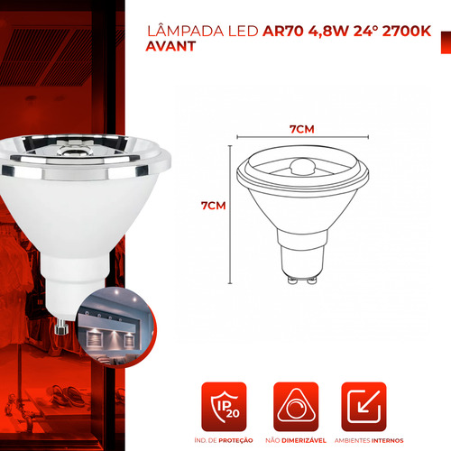 Spot Duplo De Embutir Ar70 + Lâmpada Led Ar70 4,8w
