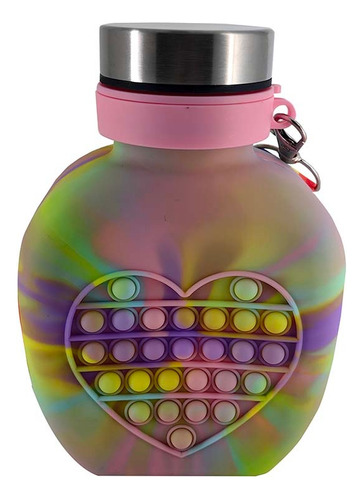 Botella De Silicona Tipo Cantimplora Pop It Infantil Cresko Color Rosa