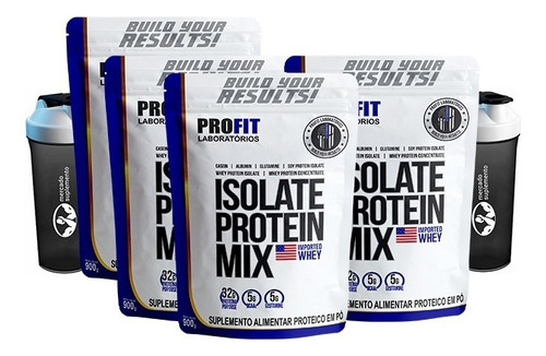 4x Whey Isolate Mix 900g + 2x Coque - Profit Sabor Banana Com Canela