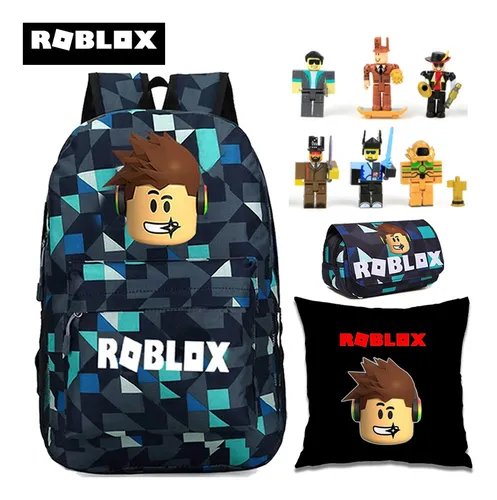 Roblox-Mochila de Impressão Cartoon para Estudante Masculino e