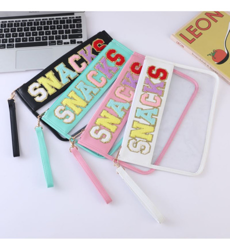 Pvc Zipper Bag Transparent Snack Organizer Embroidered1