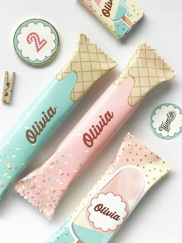 Kit Imprimible Helados Personalizado Candybar Vintage Munki