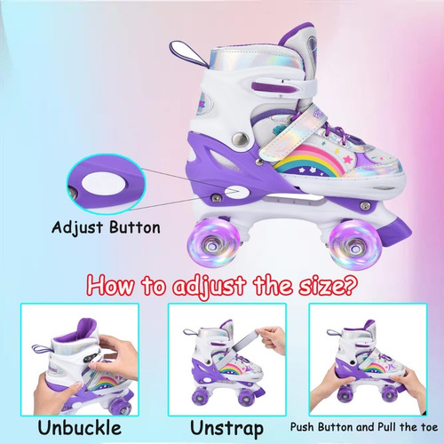 Patines En Paralelo Ajustables 4 Ruedas Con Protección Para