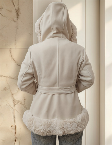 Campera Paño Mujer Emprelle Con Corderito Y Capucha