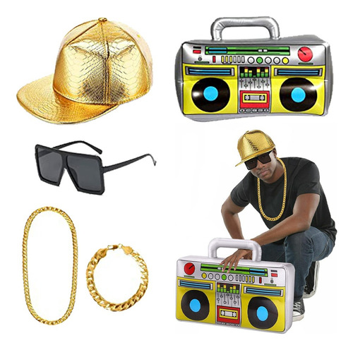 5pcs Vintage Accessories 80s Disco Set Para Fans Del Hip-hop Y Estilo Vintage