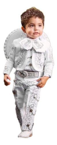 Traje De Charro Bautizo T 2 Bp Botines Y Cinto Con Envio