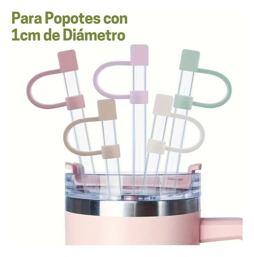 5 Tapones Silicona Popotes 1cm Diámetro Para Stanley/yeti
