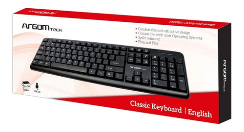 Teclado Usb Inglés Clásico Argom Tech