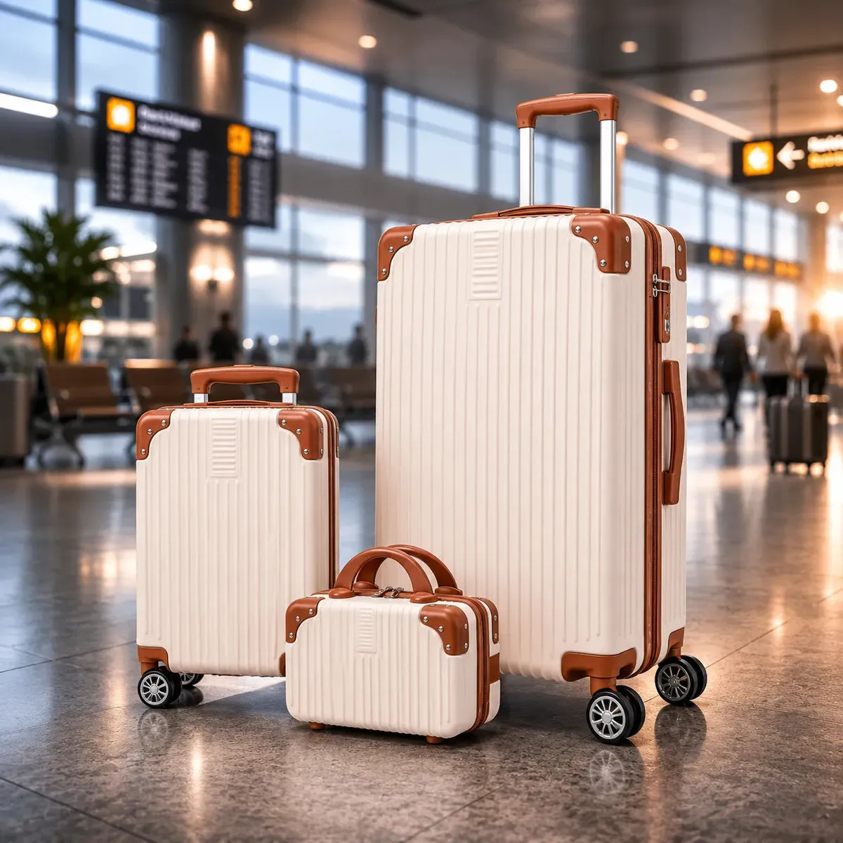 Kit Malas Viagem Bordo 10kg + Mala 23kg + Frasqueira Rígida Bege
