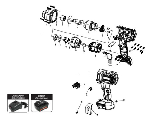 Motor Brushless Da Chave De Impacto Sgt 7500_reposição