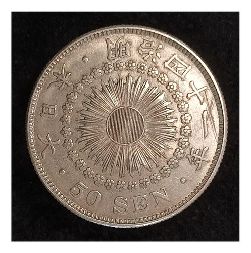 Japón 50 Sen 1908 (41 Meiji) Mb Plata Y 31