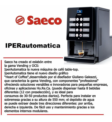 Imagen 5 de 8 de Saeco Iperautomatica Cafetera Express Automatica Vending Cuo