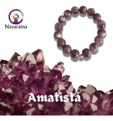 Pulsera De Amatista Con Bolas Facetadas 12 Mm