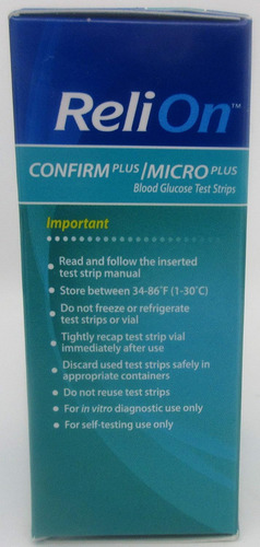 Tiras Reactivas De Glucosa En Sangre Relion Confirm Plus/mic