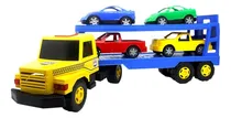 Comprar Camión Transporte De Autos Super Camion Mosquito 4 Autos Color Amarillo Personaje Con 4 Autos