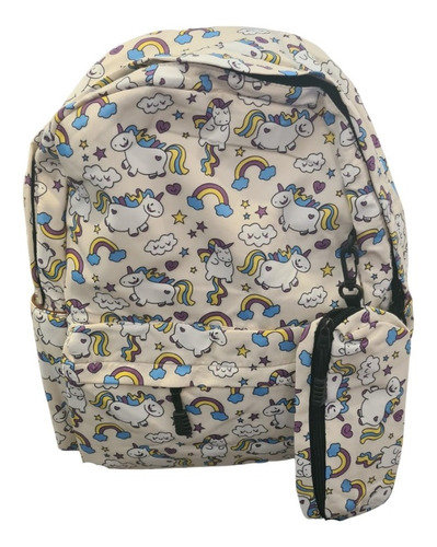 Mochila Infantil Unicornio Beige Grande P/ Niñ@