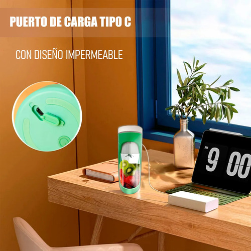 Juguera Portatil Juguera Personal Licuadora Personal Batidor Licuadora Personal Plástico Libre De Bpa Impermeable Juguera Individual 450ml Acero Inoxidable Color Azul Arcashopping