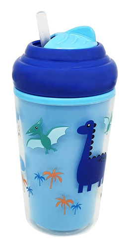 Vaso Termico Con Pajita De Silicona Cool Azul 24m+