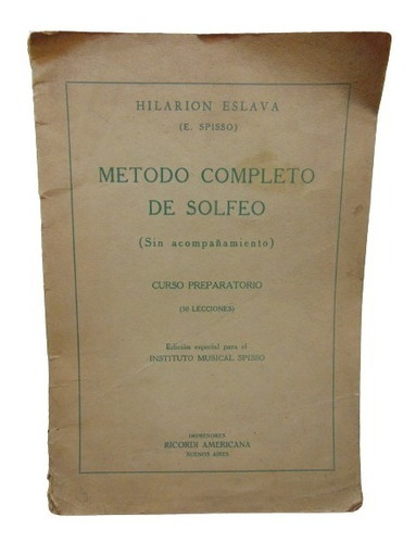 Adp Metodo Completo De Solfeo Hilarion Eslava / Ed. Ricordi