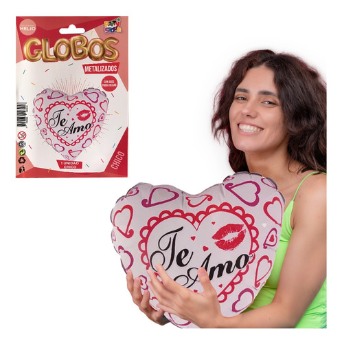 Globo Forma Metalizado Corazon Te Amo Apto Helio