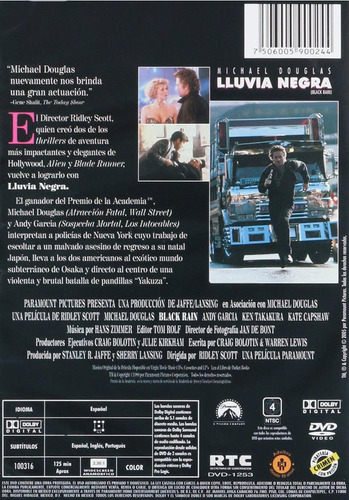 Película Dvd Lluvia Negra Michael Douglas Andy Garcia (Usado)