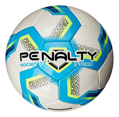 Bola De Futebol Society Storm Xxiii Cor Branco /Azul/ Amarelo Penalty