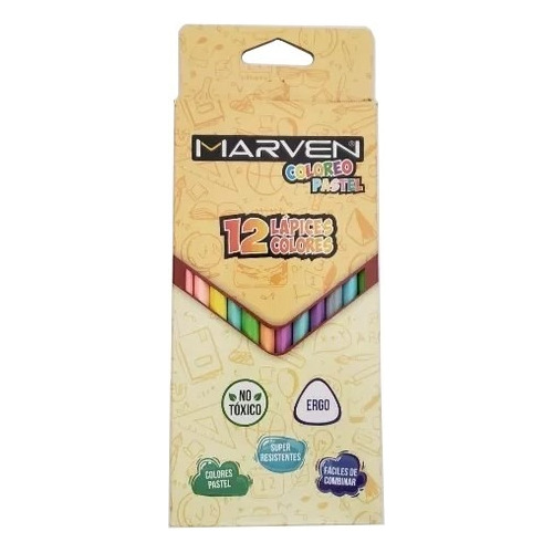 Lapices De Colores Pastel Pinturita X 12 Unid Marven Coloreo