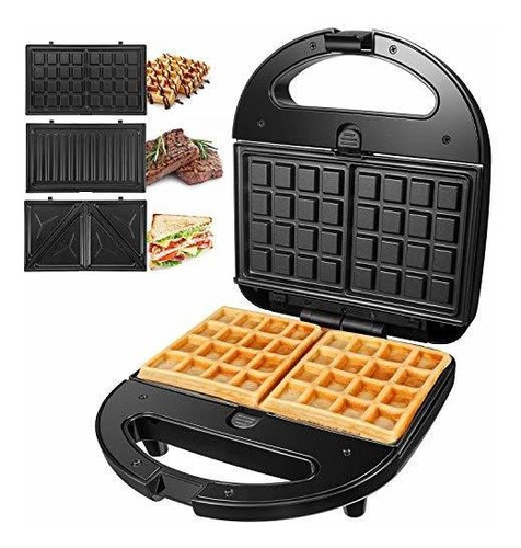 Sandwichera 3 En 1 Waffle Iron, 750w   Press Grill Con ...