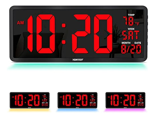 Yortot 16? Reloj De Pared Digital Grande Con Control Remoto,