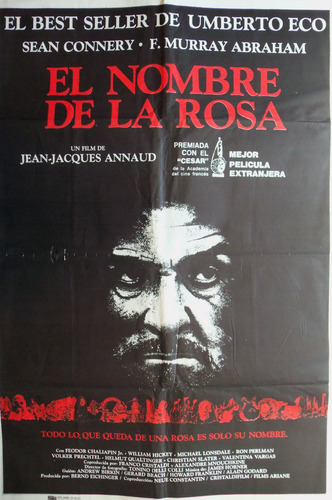 Poster El Nombre De La Rosa Sean Connery Version B  Original